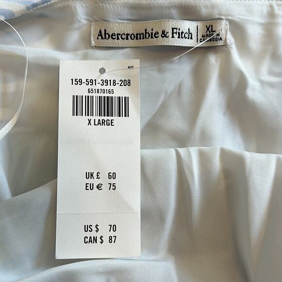 Abercrombie & Fitch NEW Halter Ruched Mini Dress Blue White Marble Pattern Sz XL - Picture 9 of 16